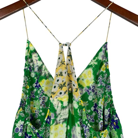 Rebecca Taylor Silk Cami Camisole Top Green Floral Strappy Tank Flowy Women's 2 - Picture 7 of 9